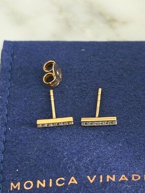 Monica Vinader Signature Skinny Diamond Earrings - 18k Gold Vermil and Diamond